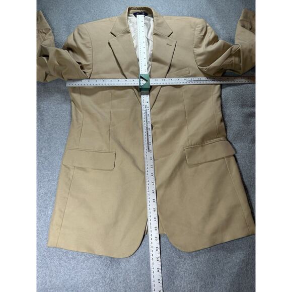 Alan Flusser Blazer Mens 40L Long Silk Cotton Blend Suit Jacket Beige Sport Coat - Picture 5 of 14
